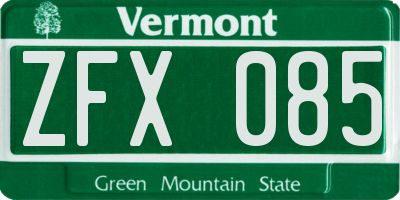 VT license plate ZFX085