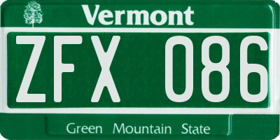 VT license plate ZFX086