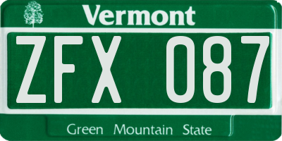 VT license plate ZFX087
