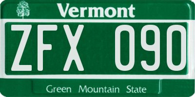 VT license plate ZFX090