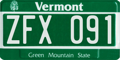 VT license plate ZFX091