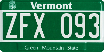 VT license plate ZFX093