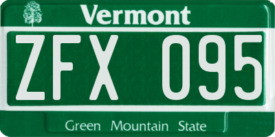 VT license plate ZFX095