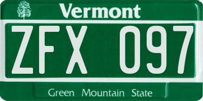 VT license plate ZFX097