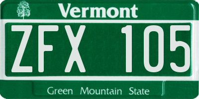 VT license plate ZFX105