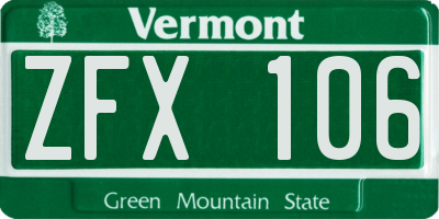 VT license plate ZFX106