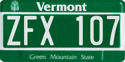 VT license plate ZFX107