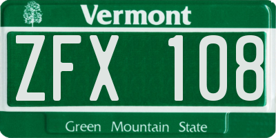 VT license plate ZFX108