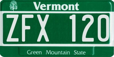 VT license plate ZFX120