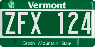 VT license plate ZFX124