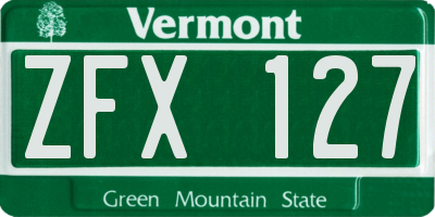 VT license plate ZFX127