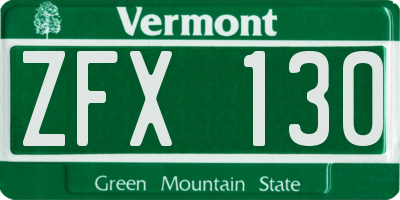 VT license plate ZFX130