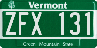 VT license plate ZFX131
