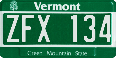 VT license plate ZFX134