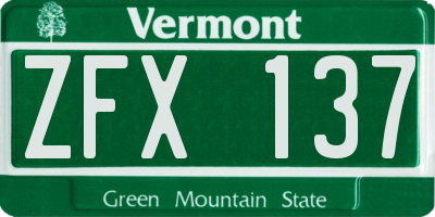 VT license plate ZFX137