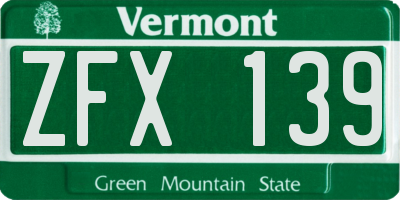 VT license plate ZFX139
