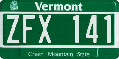 VT license plate ZFX141