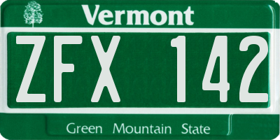 VT license plate ZFX142