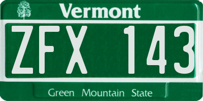 VT license plate ZFX143