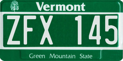 VT license plate ZFX145