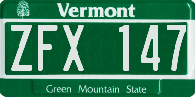 VT license plate ZFX147