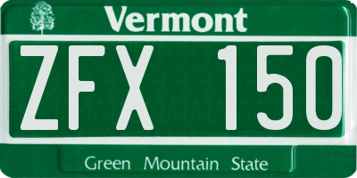 VT license plate ZFX150