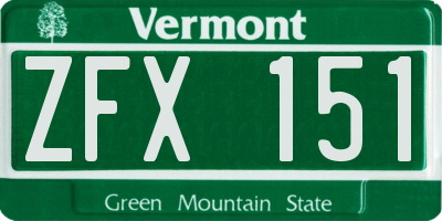 VT license plate ZFX151
