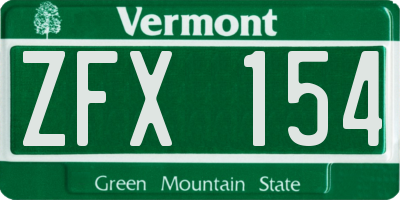 VT license plate ZFX154