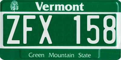 VT license plate ZFX158