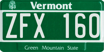 VT license plate ZFX160
