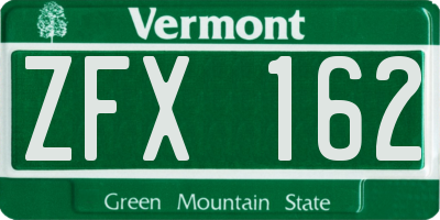 VT license plate ZFX162