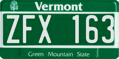 VT license plate ZFX163