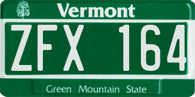 VT license plate ZFX164