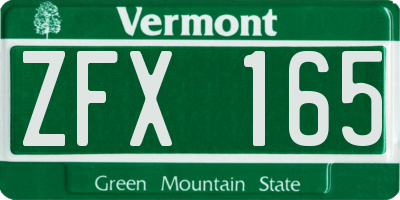 VT license plate ZFX165