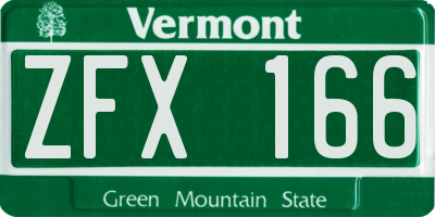 VT license plate ZFX166