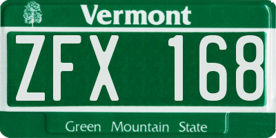VT license plate ZFX168