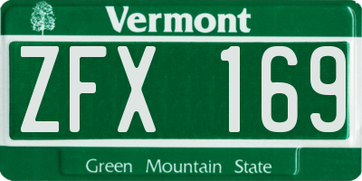 VT license plate ZFX169