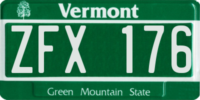VT license plate ZFX176
