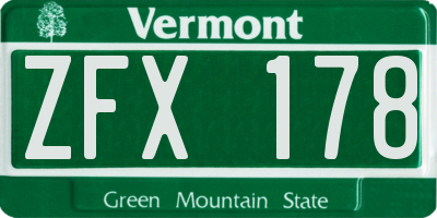 VT license plate ZFX178