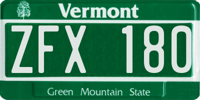 VT license plate ZFX180