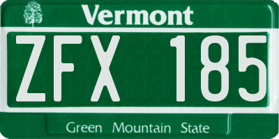 VT license plate ZFX185