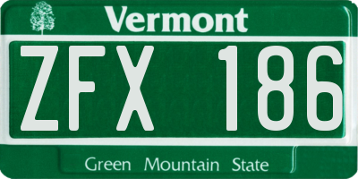 VT license plate ZFX186