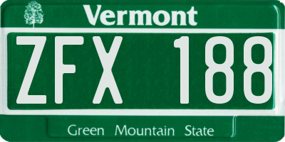VT license plate ZFX188