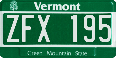 VT license plate ZFX195