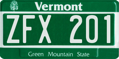 VT license plate ZFX201