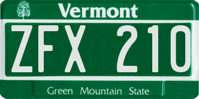 VT license plate ZFX210