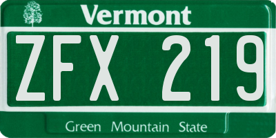 VT license plate ZFX219