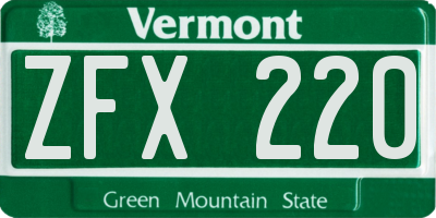 VT license plate ZFX220