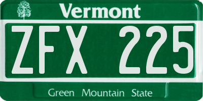 VT license plate ZFX225