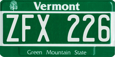 VT license plate ZFX226
